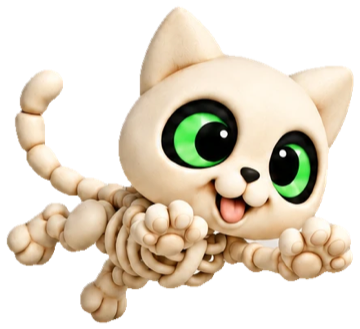 Clacky, a cream skeleton kitten
