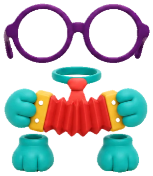 Seemo, an invisible kitten with only glasses, tie and paws visible